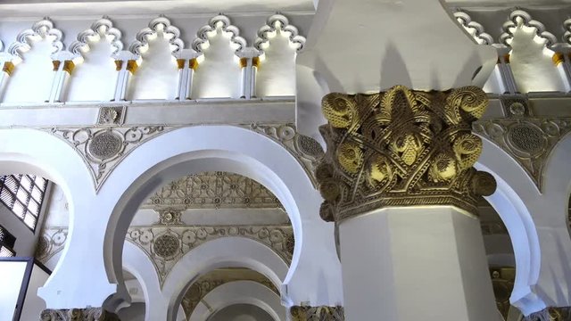  Interior of a synagogue of Santa Maria la Blanca.  Toledo, Spain.