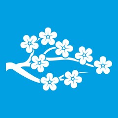 Sakura icon white isolated on blue background vector illustration