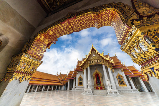Marble Temple, Wat Benchamabophit, Bangkok, Thailand. Famous Tourist Destination.