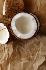 Fresh coconuts halves