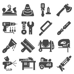 Black Construction tools icon set