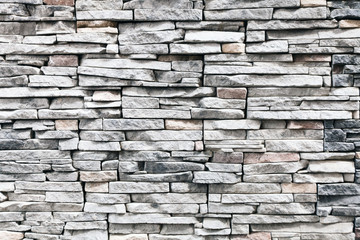 Pattern of decorative black slate stone wall surface