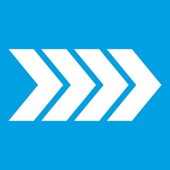 Striped arrow icon white isolated on blue background vector illustration