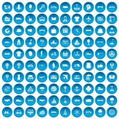 100 logistics icons set in blue circle isolated on white vector illustration