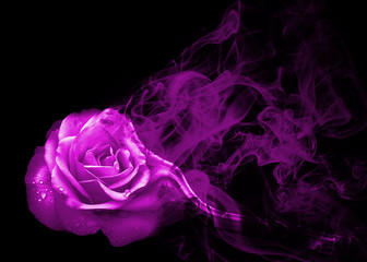 Smoke rose from
