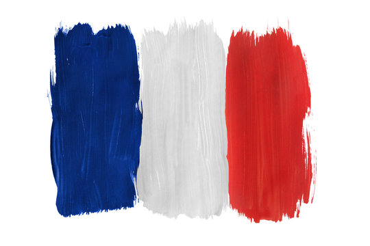 Painted French flag isolated