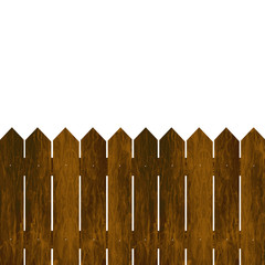 Wooden fence on a white background