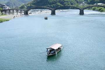 屋形船,錦帯橋,山口県, 岩国市, 