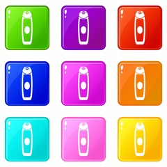 Deodorant icons of 9 color set isolated vector illustration