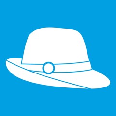 Hat icon white isolated on blue background vector illustration