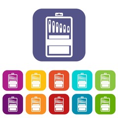 Set of needles icons set vector illustration in flat style in colors red, blue, green, and other