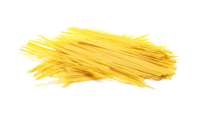 Spaghetti, yellow pasta isolated on white background 
