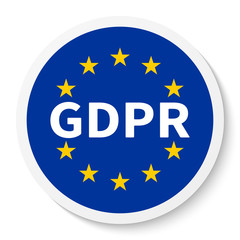 Circle Sticker Icon with the Flag of the EU and GDPR / General Data Protection Regulation.