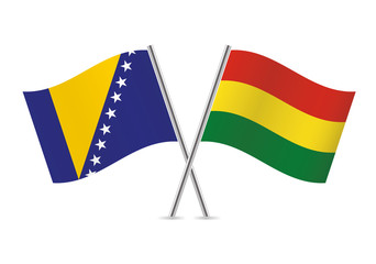 Bosnia and Herzegovina and Bolivia flags. Vector illustration.