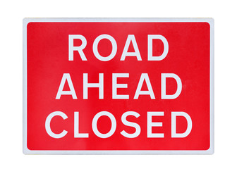 Road ahead closed sign, cut out