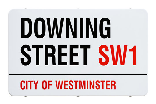 Downing Street Sign, London, United Kingdom. Cut Out.