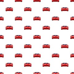 Red sport car pattern seamless repeat in cartoon style vector illustration