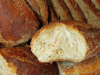 Close up of different sliced wheat bread