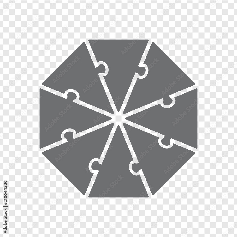 Wall mural simple icon octagon puzzle in gray. simple icon octagon puzzle of the eight elements. flat design. v