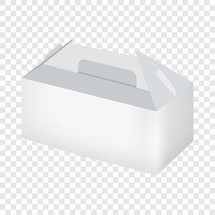 White take out box mockup. Realistic illustration of empty white take out box vector mockup for web