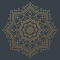 Beautiful Golden Decoration Ornament. Vector. Christmas. Oriental. Lines