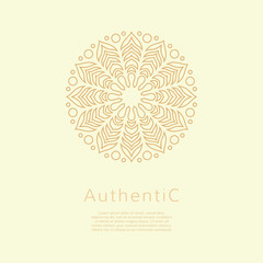 Golden vector logotype. Mandala outline logo. Classic floral design.