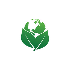 Earth leaf logo design template