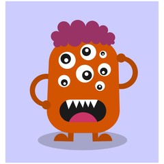 cute funny imaginary eye monster mascot cartoon character