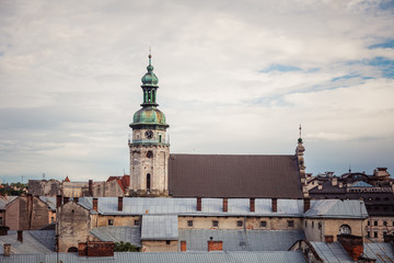 Closeup of Bernardine church in Lviv