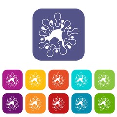 AIDS virus icons set vector illustration in flat style in colors red, blue, green, and other