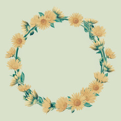 Decorative background with flower frame in vintage style
