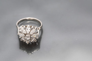 Diamond flower ring , love symbol