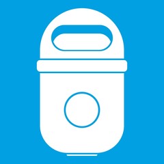 Trash can icon white isolated on blue background vector illustration