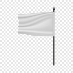 White flag on flagpole mockup. Realistic illustration of white flag on flagpole vector mockup for web