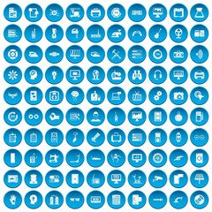 100 set in blue circle isolated on white vector illustration