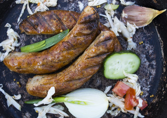 Fried sausage grill
