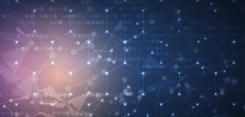 Neural network concept. Connected cells with links. High technology process. Abstract background