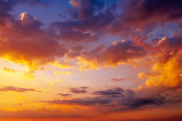 Beautiful fiery, colorful sunset sky. Evening Magic Scene. Composition of nature