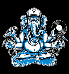 Ganesha with Musical Attributes Vector
