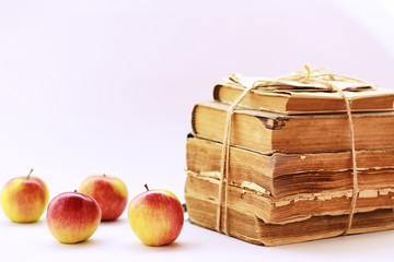 A stack of old vintage books