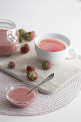 glass jar with homemade Strawberry Kurd