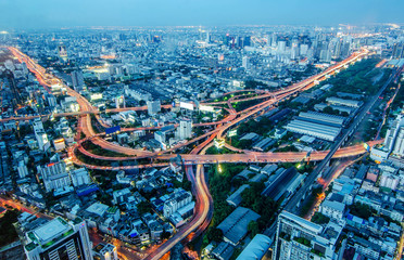 Photo  at night on Baiyoke Tower 2 is a beautiful Aerial view highway interchanged night view ,long...