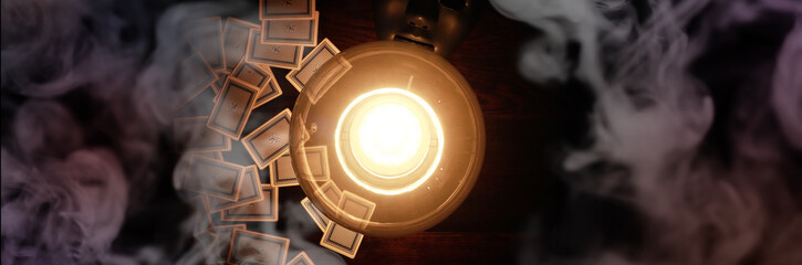 A sorcerer's table with a fortune-teller ball