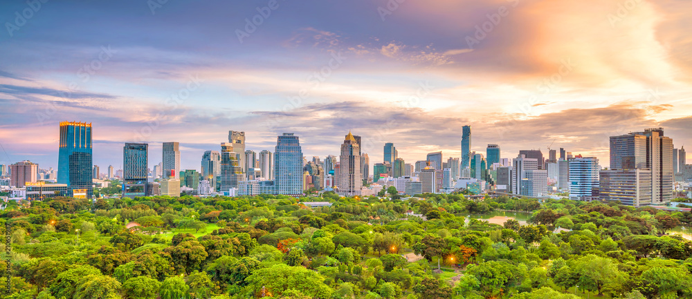 Wall mural bangkok city skyline from top view in thailand