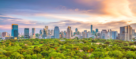 Naklejka premium Bangkok city skyline from top view in Thailand