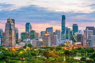 Naklejka premium Bangkok city skyline from top view in Thailand