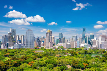Naklejka premium Bangkok city skyline from top view in Thailand