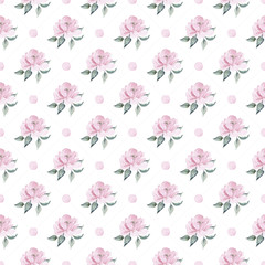 Digital paper gentle pink flower peony watercolor and geometry