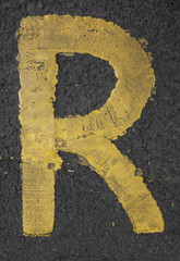 Written Wording in Distressed State Typography Found Letter R