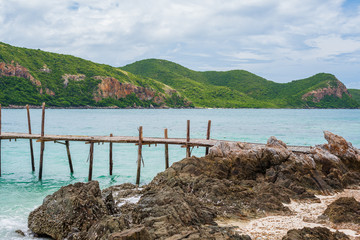 White sand beach with blue sea on KohKham .